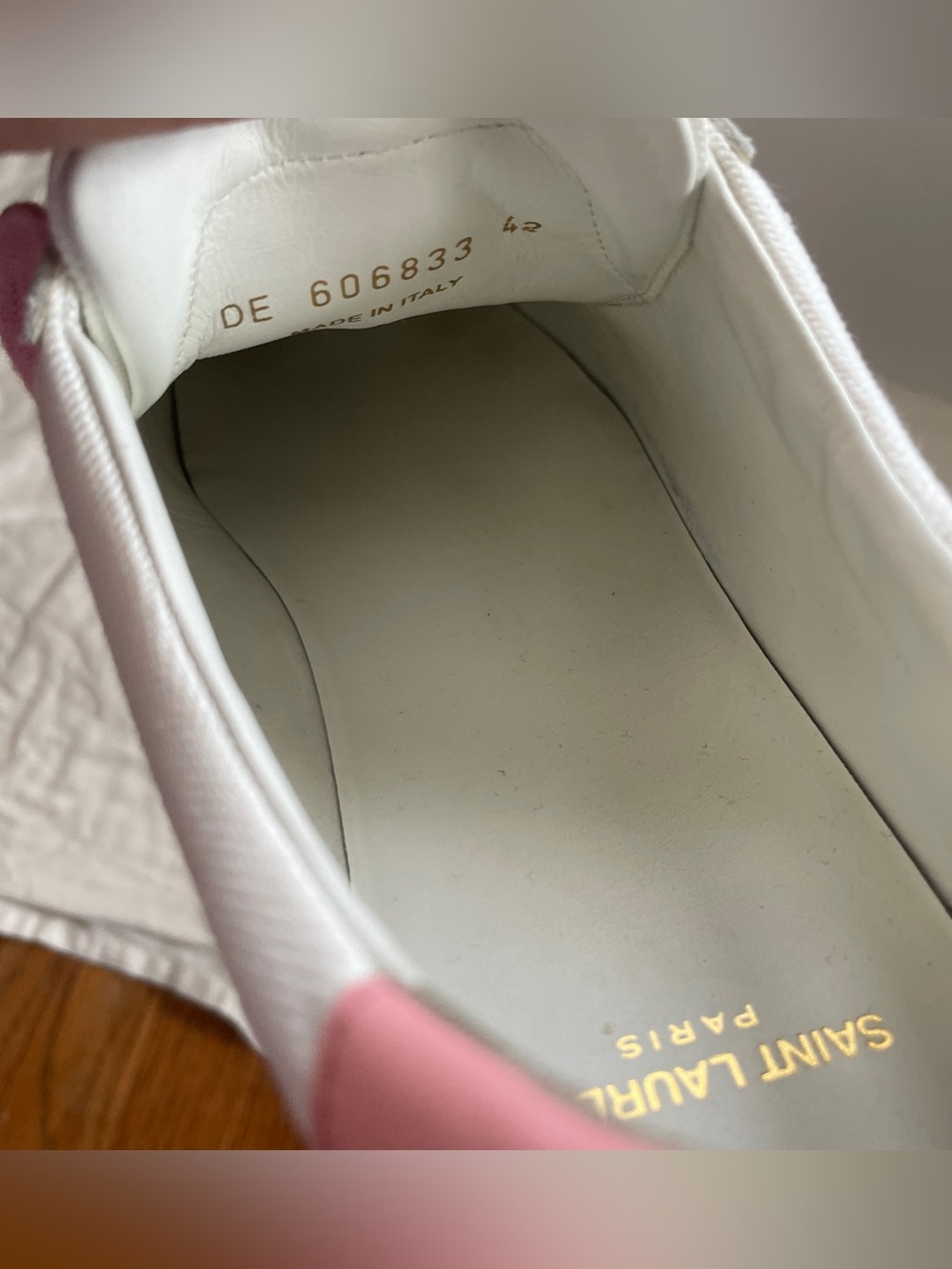 Saint Laurent Pink and White leather-trimmed Canvas Sneakers - Picture 9 of 14